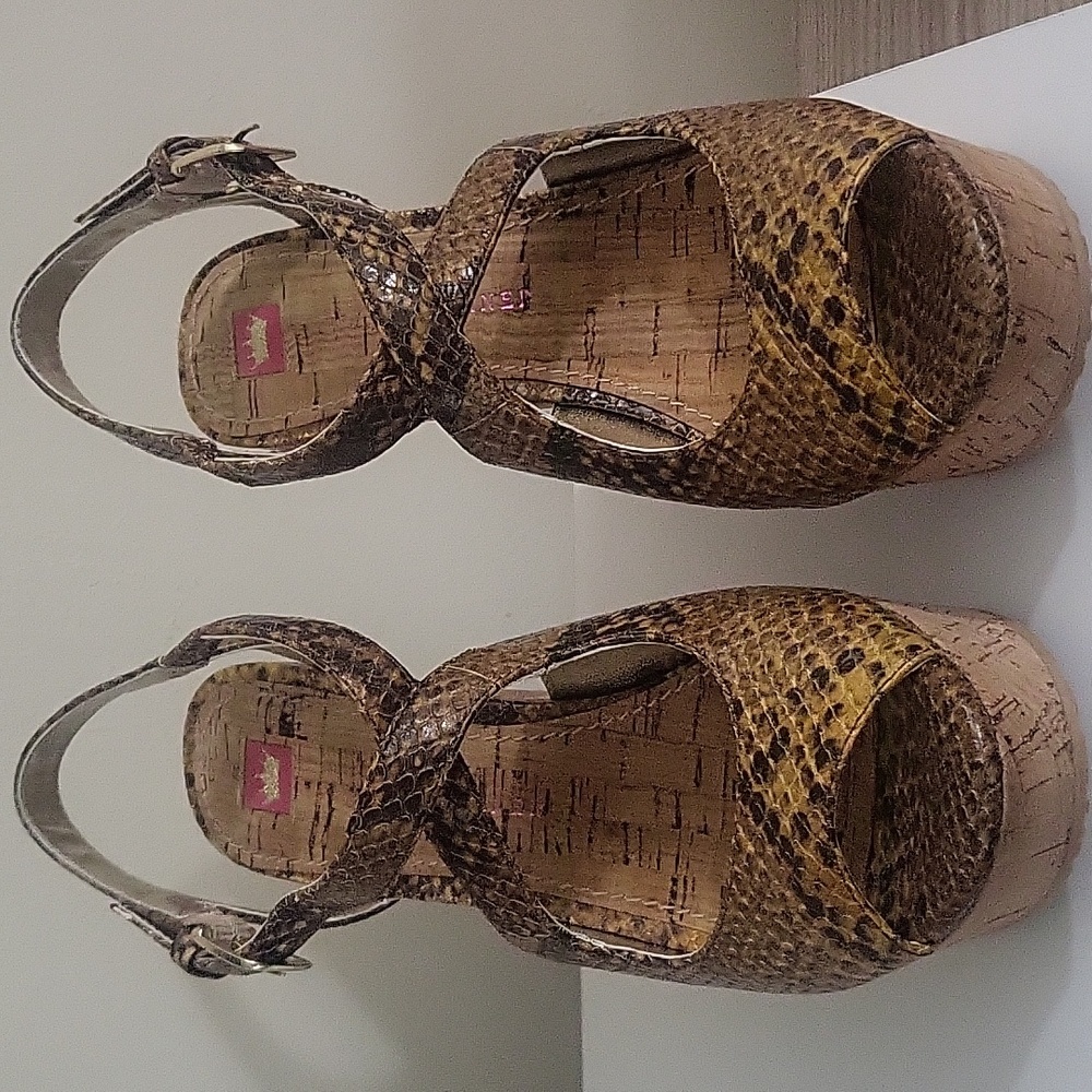 Elaine Turner Python Wedge Sandals - image 1